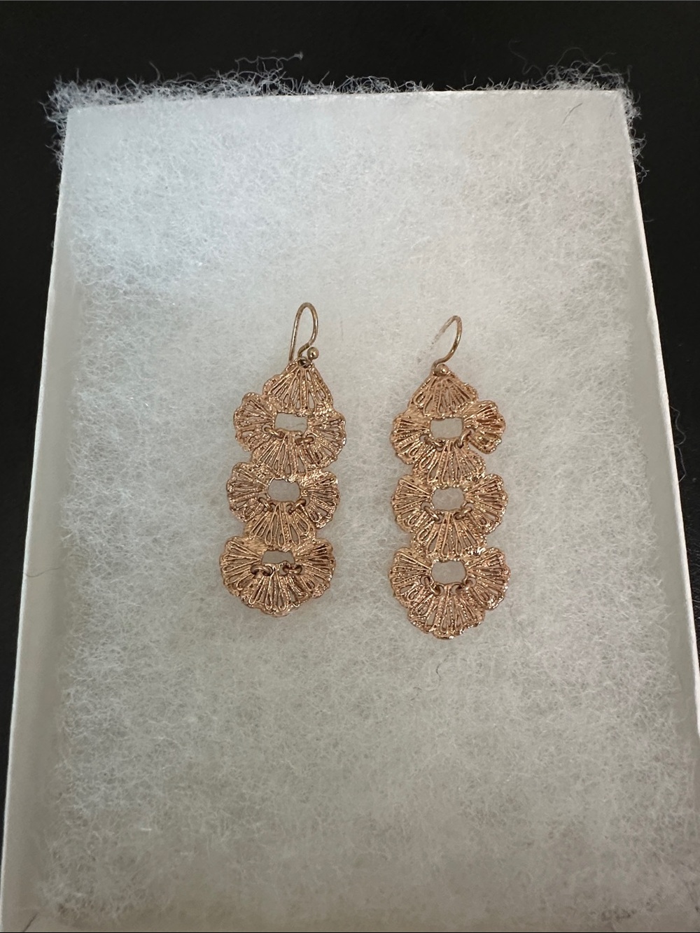 Stella & Dot Geneve Lace Linear Earrings Rose Gold